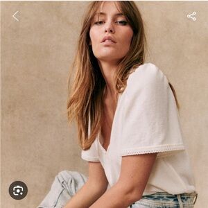 Sezane Valencia Blouse Écru. - Size 36 (small)